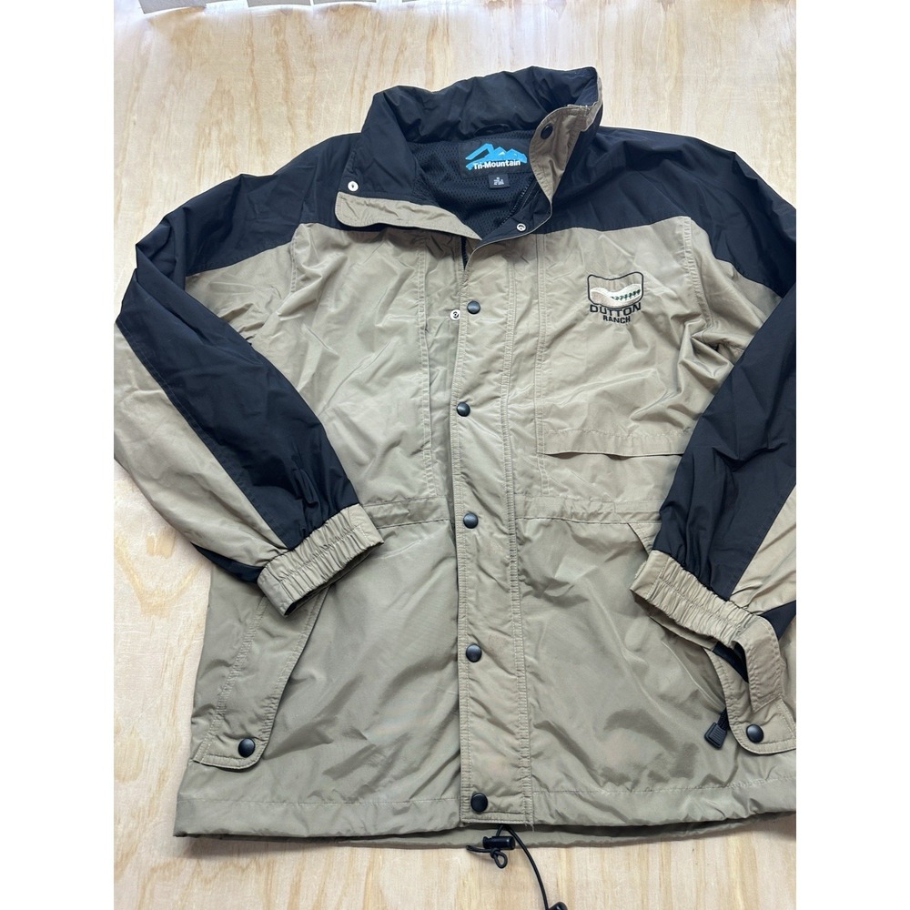 Tri-Mountain Dutton Ranch Windbreaker Jacket Mens Medium Tan Black Full Zip